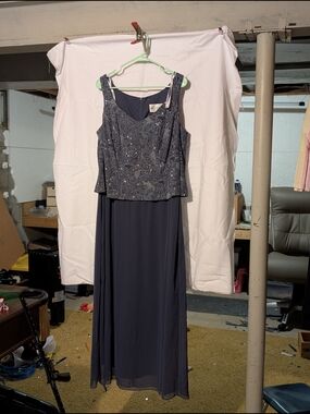 David's Bridal Navy Sleeveless Maxi Dress